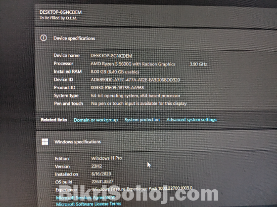 Amd Ryzen 5600g core I5 7gen